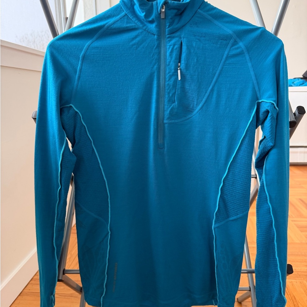 Icebreaker Women's S Teal Blue 1/2 Zip Performance Top - Picture 3 of 4